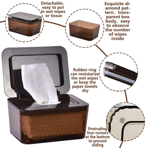 Umtiti (2BN+2Panda) Wipes Dispenser & Pouch/Tissue Bag, Wipes/Tissue Case with Moisture Seal Secure Lid, Non-Slip