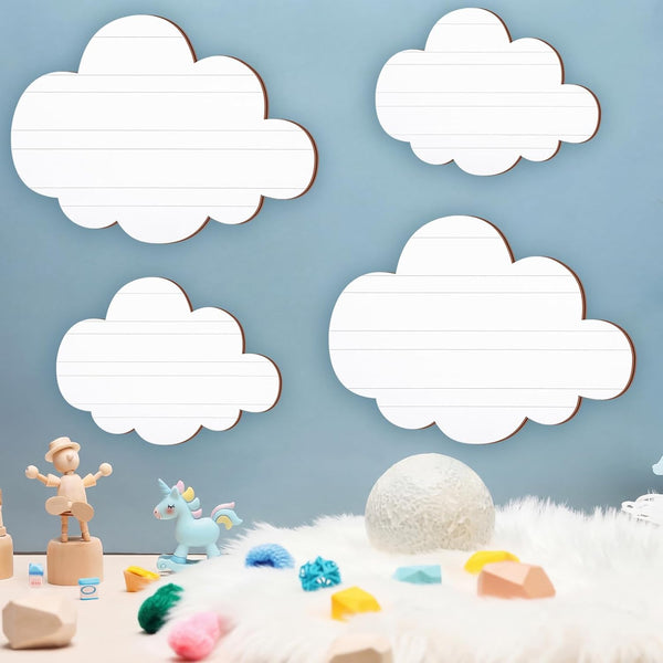 Ferraycle 4 Pcs Cloud Wall Decals White Clouds Removable Wood Hanging Decor