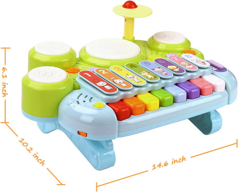 Baby Musical Toys 3 in 1 Piano Keyboard Xylophone Drum Set for 1 Year Old Girls Boys, Music Instrument Learning Toys