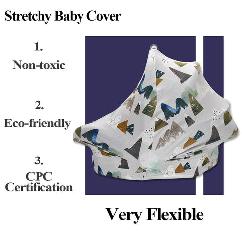 Baby Carseat Cover with Beanie, Adventure Mountain Infant Carseat Canopy for Boys Girls, Nursing Cover Breastfeeding