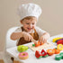 34Pcs Sets Set 3+ Wooden Play Food for Toddlers - Velcro Fruit and Veggies with Basket & Chopping Board, Play Food