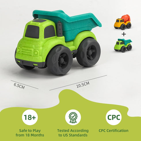 Toddler Dump Truck and Cement Mixer Car Toys for 1-3 Year Old, BPA Free, Educational Gifts for 2-4 Year Boys Girls