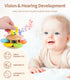 6 Set, 0-6-12 0-6 PCS Wooden Baby Rattle, Organic Colorful Baby Hand Rattles Wood Rattles for Babies Months, Wooden