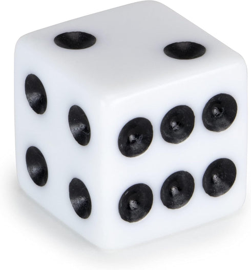 5-Pack Set 16mm Classic White Game Dice for Playing Board Games and Card Games, - Regular Pipped Six-Sided Dice by