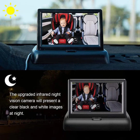 SAMFIWI Baby Car Mirror Safety Seat Mirror Camera and Monitor with Infrared Night Vision Best Baby Monitor for Car Seat