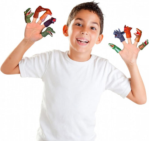 Fun Little Toys 10 Pcs Dinosaur Head Finger Puppets, Best Choice for Party Favors and Goodie Bag Fillers