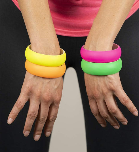 4 Pack 1980s Style Costume Bracelets 1" Soft Bangles