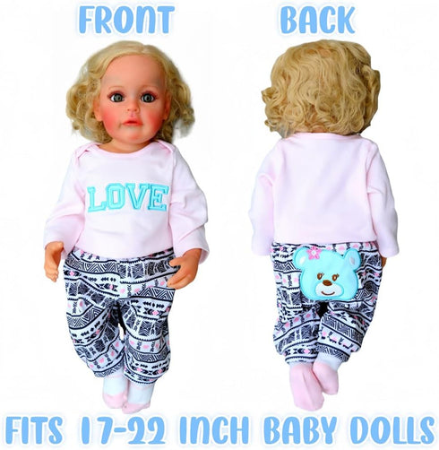 Pink Reborn Dolls Baby Clothes for 17-22 Inch Newborn Girl, Baby Doll Clothing Sets and Accessories