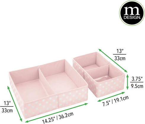 Closet, Set 2, 4 Pack, mDesign Fabric Drawer Organizer Bins, Kids/Baby Nursery Dresser, Shelf, Playroom Organization