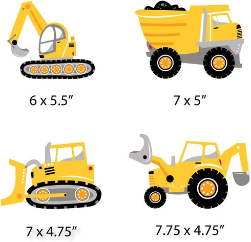 Bulldozer Set 20 Big Dot of Happiness Dig It - Construction Party Zone - Dump Truck Backhoe Excavator Decorations DIY