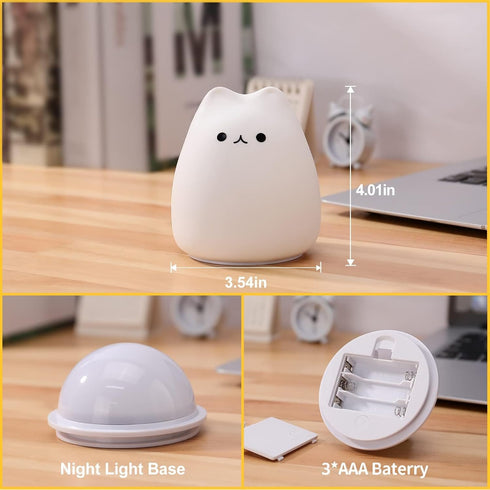 ZKLiLi Cute Cat Lamp, Night Light for Girls Bedroom, Kitty Lamp Birthday Gifts for Kids Baby Toddler Teen Portable