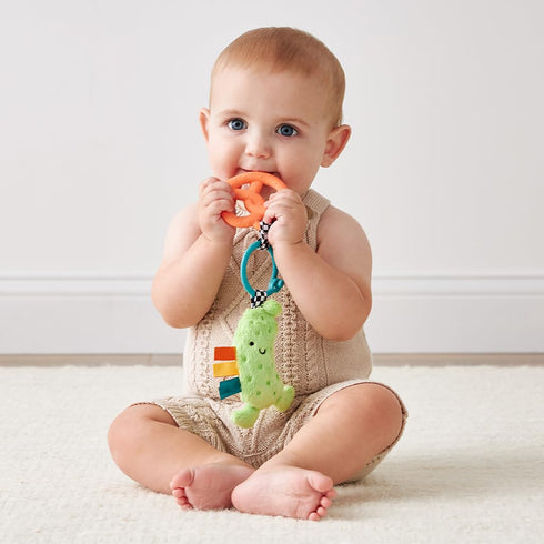 Itzy Ritzy Infant Toy & Teether - Itzy Pal Baby Teething Toy Includes Lovey, Crinkle Sound, Textured Ribbons & Silicone