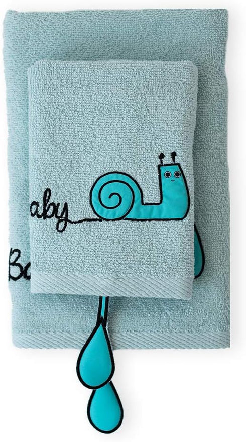 Milk&Moo Kids Washcloths for Bath, Blue Sangaloz Snail Baby Kids Bath Towel,
