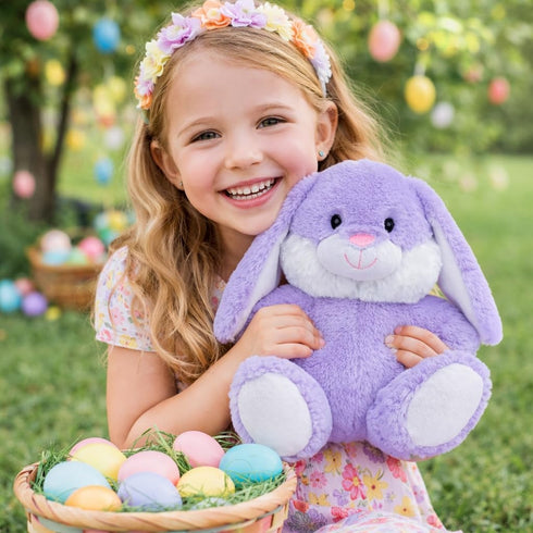 10 inch HollyHOME Easter Bunny Stuffed Animal Stuffed Bunny Plush Soft and Cuddly Stuffed Rabbit Easter Gift for Kids