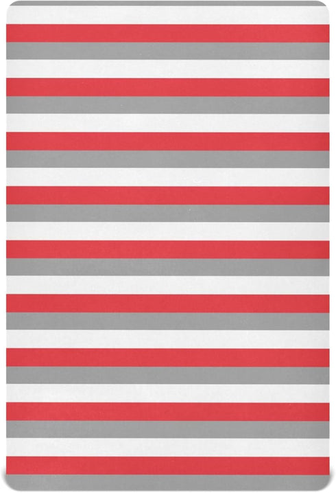 Pigsaly Crib Sheets Red White Grey Stripe Baby Sheet for Standard Crib Mattress