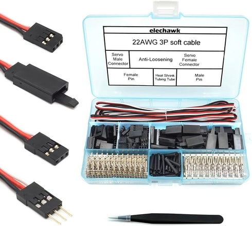 30 Sets Servo Connector Kit, Male Female Plug Crimp Pin, Compatible with Futaba JR Hitec Spektrum RC Connectors