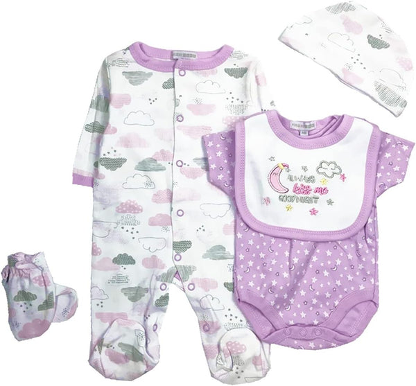Reborn Baby Doll Clothes: 5 Pieces Pack for 20-22 Inch Girl Reborn Dolls, Purple Sleepwear