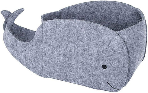 STOBOK Whale Shaped Felt Storage Bin, Fabric Foldable Basket for Home Nursery Toy Organizer, Sundries Container