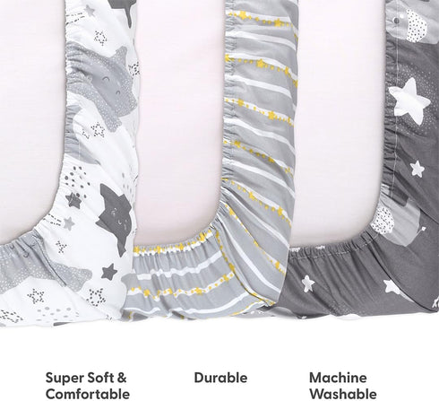Set, Pack The Peanutshell Mini Crib Fitted Sheets Playard, Play Sheets, Playpen, Elephant Stars