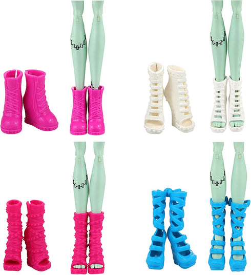 Barwa 10 Pairs Doll Shoes Accessories, Fashion High Heels, Sandals & Boots Pack