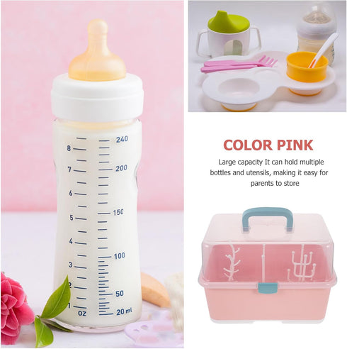 Bottle Drying Rack with Lid and Pacifier Storage Rack, Bottle Drainer Organizer for Home, Dustproof Dinnerware