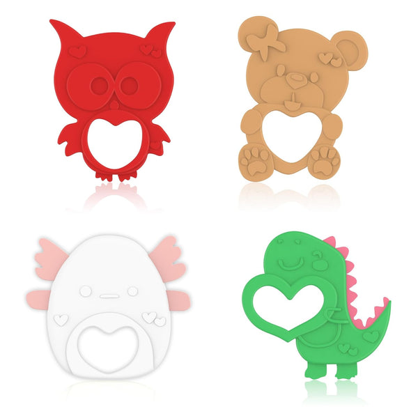 Seeiuua Valentines Teething Toys, Soft Silicone Baby Soothing Teether, Chew Toys, Baby Valentines