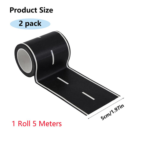 2 Pack 32.8 2in. ft x Black Roadway Track Tape, Road Tape for Toy Cars, Sticks to Flat Surfaces, No Residue