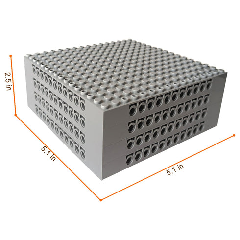 4pcs Brick 16x16 Classic Baseplate Building Plates for Building Bricks, Gray Background Boards for Pixel Paintings