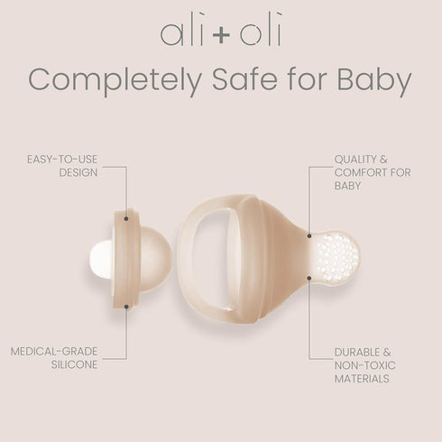 Ali+Oli (2-pc) Food & Fruit Feeder Pacifier Set (Oat & Coco), BPA-Free Silicone for Baby
