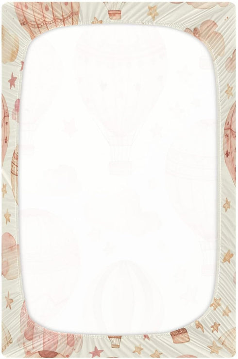 Set, Mattress#617 Fitted Crib Sheets for Boys Girls, Soft Breathable Comfortable Watercolor Hot Air Balloons Baby Sheet