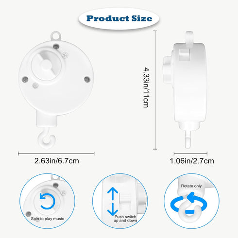 SAGOOITS 24 inch Baby Crib Mobile Bed Bell Holder Arm Bracket, with Music Box, The Foundation can be Adjusted Width-DIY