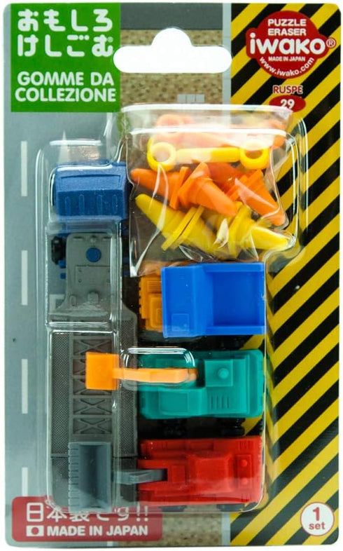 Iwako New Trailer Construction Machine Trucks Japanese Erasers Blister Set