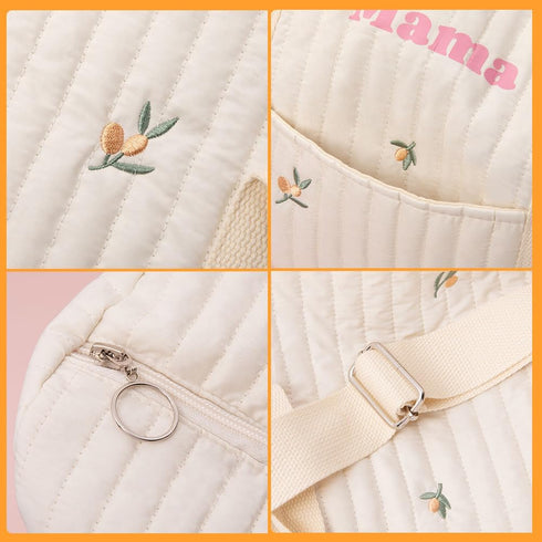 Custom Cotton Diaper Bag Tote for Women - Large Capacity, Multiple Compartments, Cute Rabbit Bear Design for Baby Girl