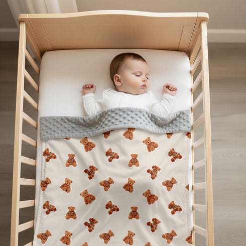 FIGEPO (Bear1) Bear and Buffalo Check Plaid Baby Blanket Gender Neutral Blankets for Newborn Baby Girls or Boys Nursery