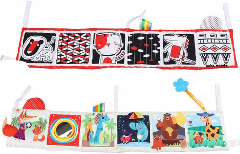 Tummy 0-3-6-12 bebe mondo High Contrast Baby Toys for Newborn, Black and White Time Mirror Toy Baby Books for Babies