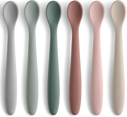 6-Piece Silicone Feeding Spoons for Baby and Infant, Soft-Tip Training Spoon, Dishwasher Safe Utensils