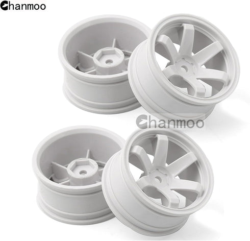 1/10 RC Rally Racing Wheels 12mm Hex Hard Plastic Rims for 1:10 Scale Drift Car Tires, 4PCS Compatible with Tamiya TT01