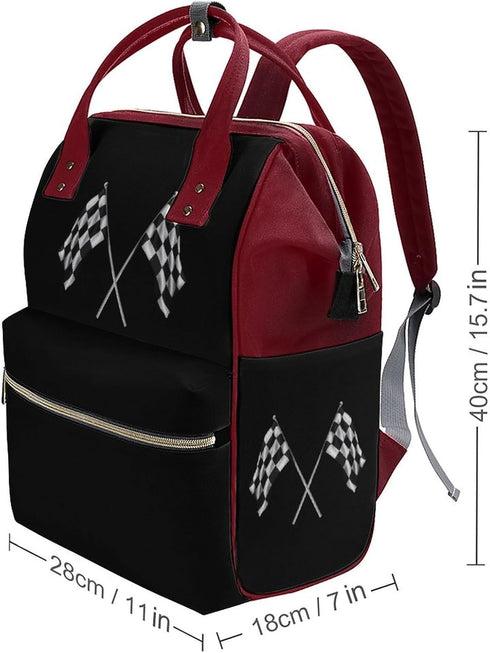 SONGTING Backpack Mommy Daypack Black and White Checkered Flags Diaper Bag Travel Waterproof Bag Nappy