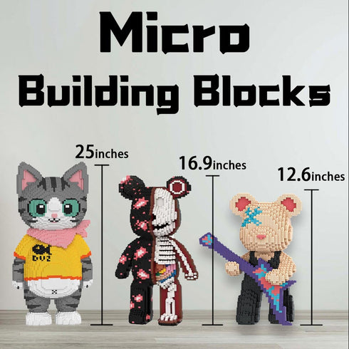 Set(16.9inches) Before Christmas Teddy Skeleton Bear Micro Building Blocks Christmas Ornaments Bear Building Blocks