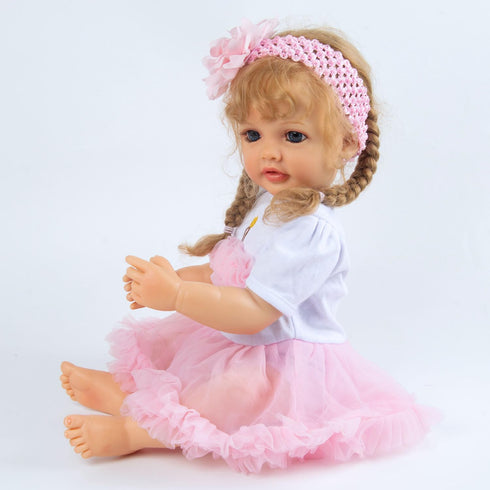 20-23 Inch 2 Set Pink Crown Reborn Baby Dolls Clothes for Pure Handmade Pieces Reborn Doll Baby Girl Clothing