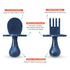 Grabease Baby Led Weaning Supplies, BPA-Free & Phthalate-Free Toddler Fork & Spoon Set, Navy for Self Feeding
