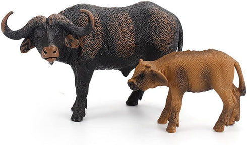 3 Pcs African Safari Bull Action Figure Toy, Realistic Buffalo Figurines Collection Playset