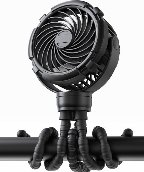 TUNISE Stroller Fan, Rechargeable with TYPE-C Port, 4000mAh, 360 Rotatable, 3-Speed, Flexible Tripod,