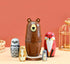 Kakeah Set 5 Nesting Dolls-Brown Cartoon Owl Bear Fox Raccoon Russian Nesting Dolls Wooden Matryoshka Doll Handmade