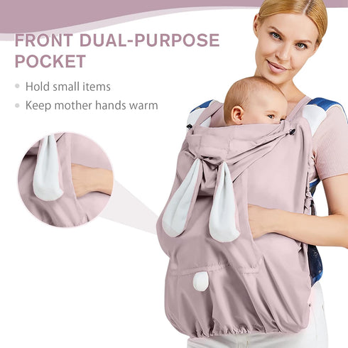 SONARIN Sunproof Hooded Baby Carrier Cover,Breathable Universal Weather Cover for Baby Carrier All Seasons Windproof