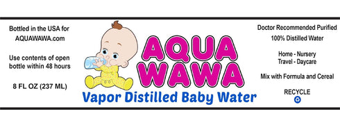 Generic 12 Pack 8 oz Recommended, AQUAWAWA Nursery Water for Babies Bottles Purified Vapor Distilled | Single Serve |