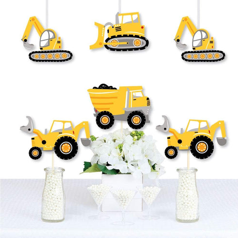 Bulldozer Set 20 Big Dot of Happiness Dig It - Construction Party Zone - Dump Truck Backhoe Excavator Decorations DIY