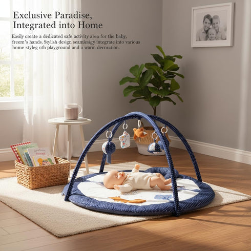 LULLABY COTTON Mat,Tummy 100% 6 Tummy Baby Play Gym Time Mat - Cotton Soft Playmat with Detachable Toys