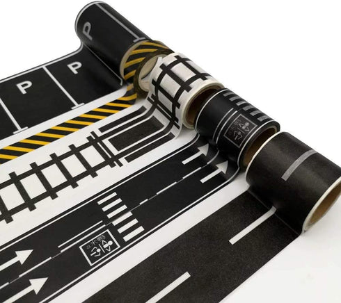 Play Road Tape for Toy Cars & Trains, Black Tape, 3 Rolls, 197 inch by 1.9 inch, Traffic Signs
