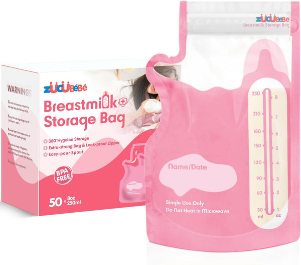 ZCBB Breastmilk Storage Bags(50 Count)8oz Milk Storage Bags for BreastfeedingBPA Free with Easy